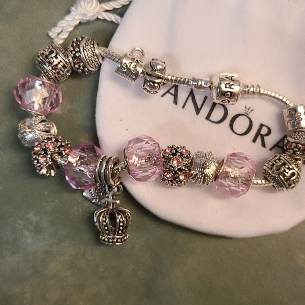Pink Pandora Bracelet with Charms